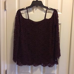 New York & Co. Plum Lace Top